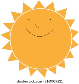 Sun icon on white background. Happy Sun Emoji. Summer Vacations. Illustration Face Vector 