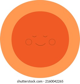 Sun icon on white background. Happy Sun Emoji. Summer Vacations. Illustration Face Vector 