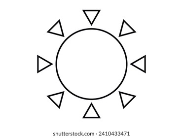 Icono de sol sobre fondo blanco.