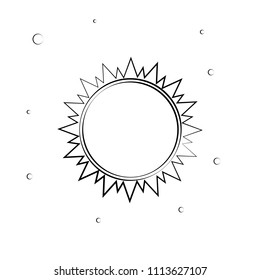 Sun icon, outline design template, vector illustration