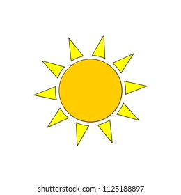 Sun icon, outline design template, vector illustration