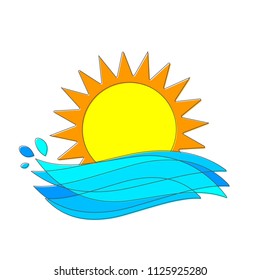 Sun icon, outline design template, vector illustration