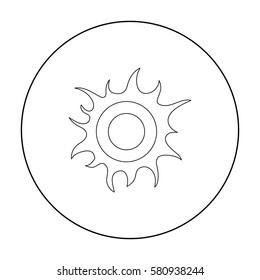 Sun icon in outline style isolated on white background. Bio and ecology symbol stock vector illustration.
