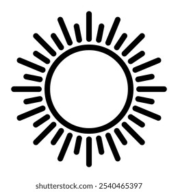 Ícone de Sol em Estilo de Estrutura de Tópicos. Linha-arte isolada no plano de fundo branco