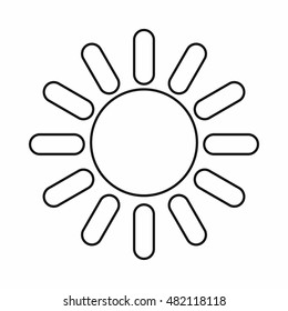 Sun icon in outline style on a white background vector illustration