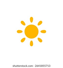 Sun Icon With Oval Rays In Flat Style. Ideal For Summer Themes, Weather Forecast, Holiday Graphics, And UI Applications. Warm, Friendly Look. Vector Illustration.