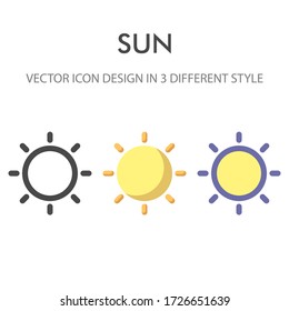 sun icon pack isolated on white background. for your web site design, logo, app, UI. Vector graphics illustration and editable stroke. EPS 10.