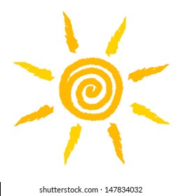Sun icon painted . Vector illustration isolated on white background