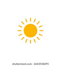 Sun Icon With Radiating Rays. Perfect For Summer Holidays, June Heat, July Sun, Beach Vacations, And Hot Weather Forecasts. Bright Seasonal Symbol. Vector Illustration.
