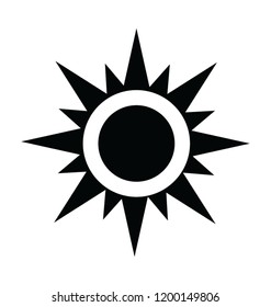 
Sun icon with sun rays on white background 

