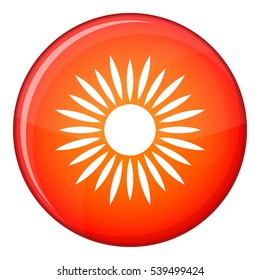 Sun icon in red circle isolated on white background vector illustration