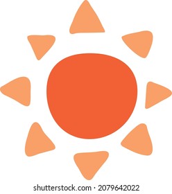 Icono de Sol. Ilustración trópica estilizada roja.