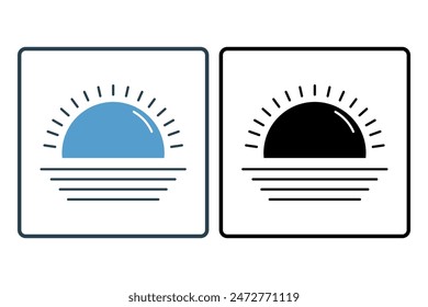 Sun icon. icon related to weather. suitable for web site, app, user interfaces, printable etc. solid icon style. simple vector design editable