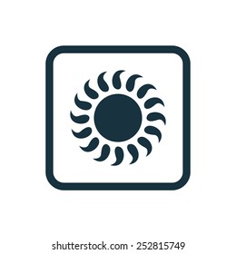 sun icon Rounded squares button, on white background 