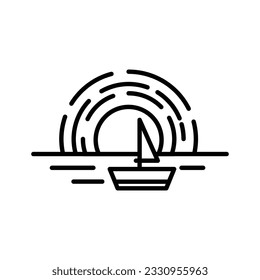 sun icon, sun in the sea simple icon