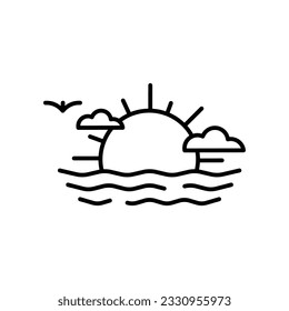 sun icon, sun in the sea simple icon