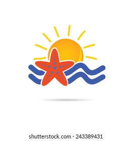 sun icon with sea star color vector illustration