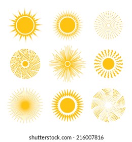 Sun icon set - abstract and unusual. Vector illustration