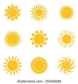 Sun icon set, abstract and unusual forms