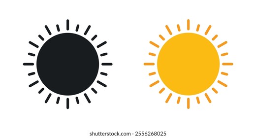Sun icon set in black and colored versions.