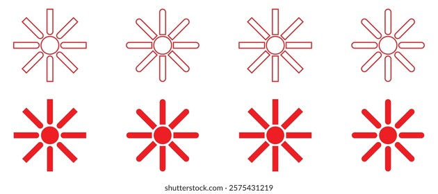  Sun icon set. Brightness Icon, isolated on white background . Vector illustration