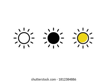 Sun icon set. Brightness icon vector