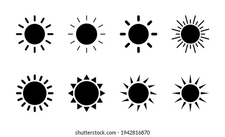 Sun icon set. Brightness Icon vector