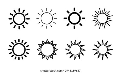 Sun icon set. Brightness Icon vector