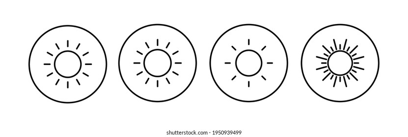Sun icon set. Brightness Icon vector
