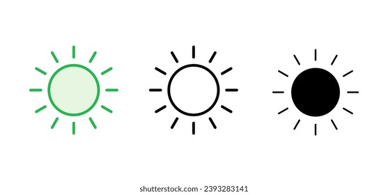 Sun icon set. Brightness Icon vector