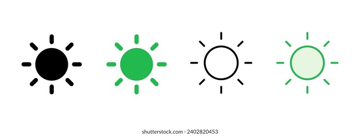 Sun icon set. Brightness Icon vector