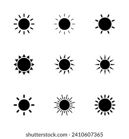 Sun icon set. Brightness Icon vector
