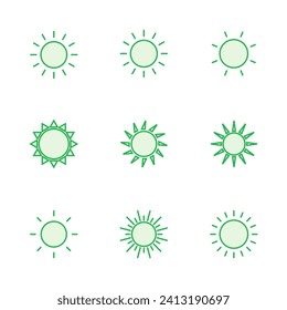 Sun icon set. Brightness Icon vector