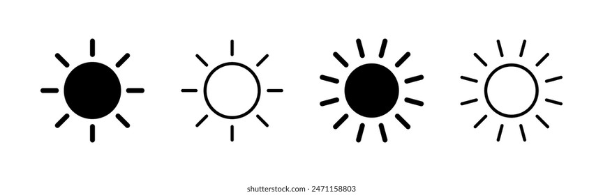 Sun icon set. Brightness Icon vector