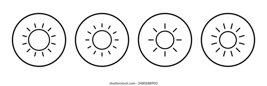 Sun icon set. Brightness Icon vector