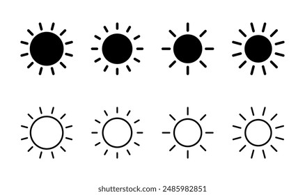Sun icon set. Brightness Icon vector