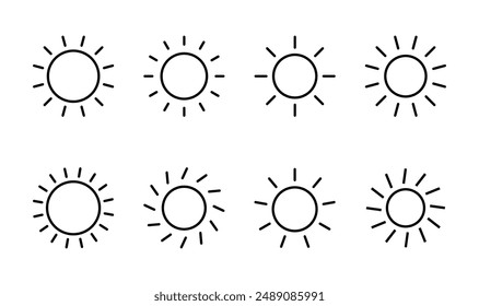 Sun icon set. Brightness Icon vector