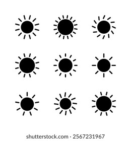 Sun icon set. Brightness Icon vector