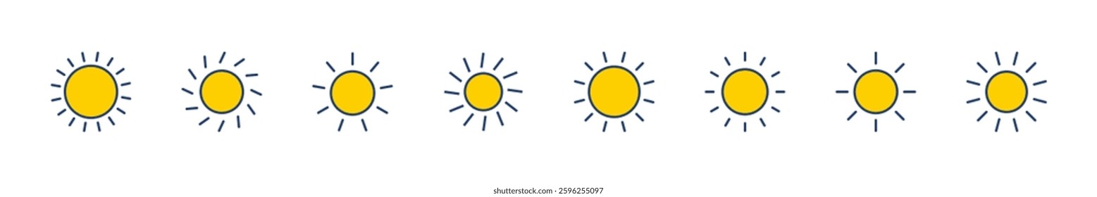 Sun icon set. Brightness Icon vector