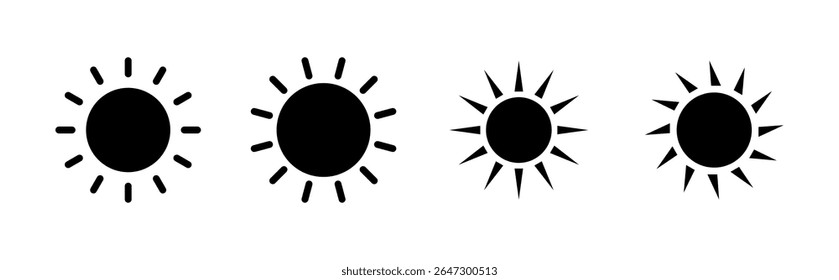 Sun icon set. Brightness Icon vector