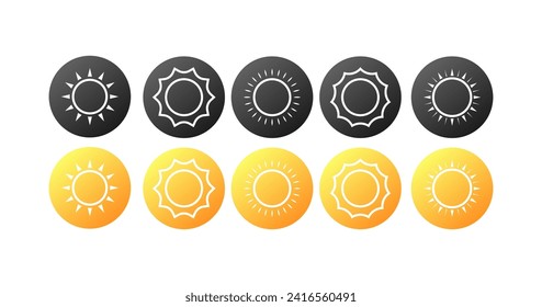 Sun icon set. Sun buttons. Flat style. Vector icons