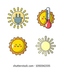 Sun icon set. Cartoon set of sun vector icons for web design isolated on white background