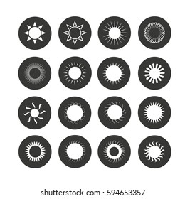 sun icon set in circle buttons
