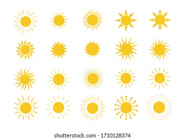 Sun icon set collection vector on white background