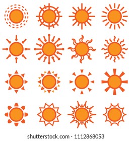 Sun icon set , color style