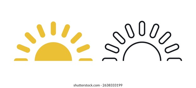 Sun icon set. Colored vector illustration.