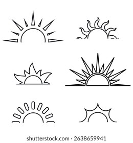 Sun icon set. Colored vector illustration.