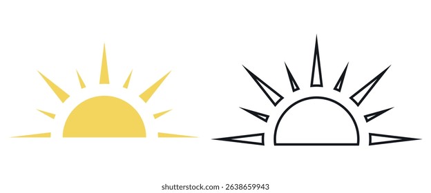 Sun icon set. Colored vector illustration.