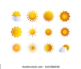 Sun icon set design, summer nature tropical season holiday sunny weather and energy theme Vector illustration