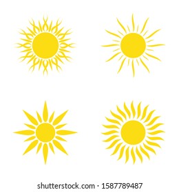 Sun icon set, different icons for summer logo. Vector illustration.